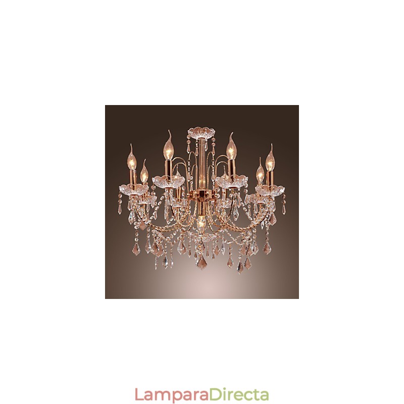 Elegante lámpara de araña de cristal con 9 luces