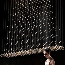 Lámpara colgante de cristal K9 con alambre colgante, iluminación de techo, lámpara de cafetería interior
