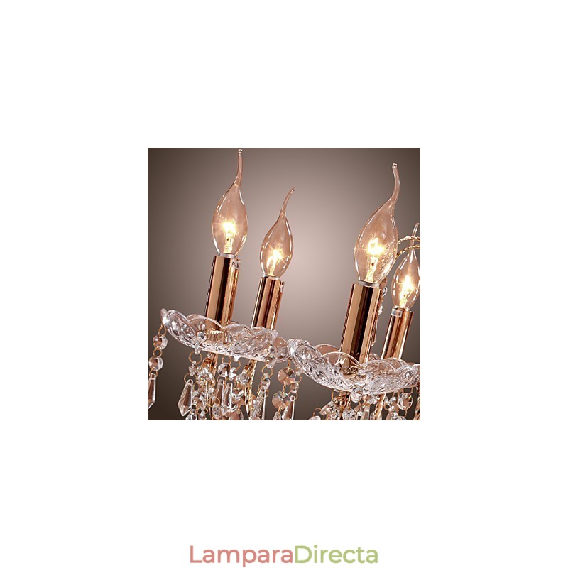 Elegante lámpara de araña de cristal con 9 luces