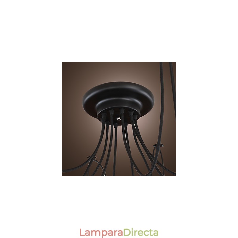 Lámpara colgante de 10 luces con diseño vintage y bombillas incluidas.