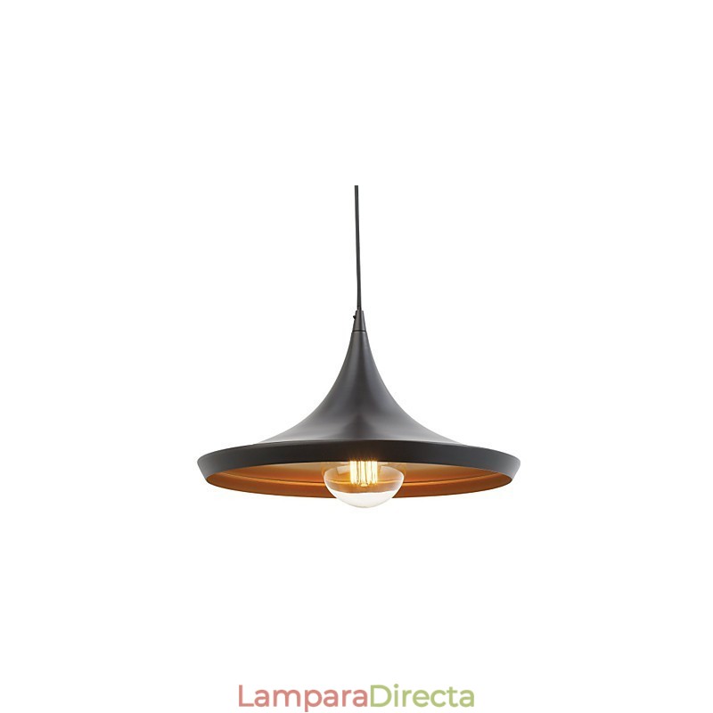 Lámpara colgante retro vintage con diseño de Tom Dixon y pintura negra.