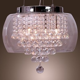 Lámpara colgante artística de cristal de 6 luces con pantalla de cristal