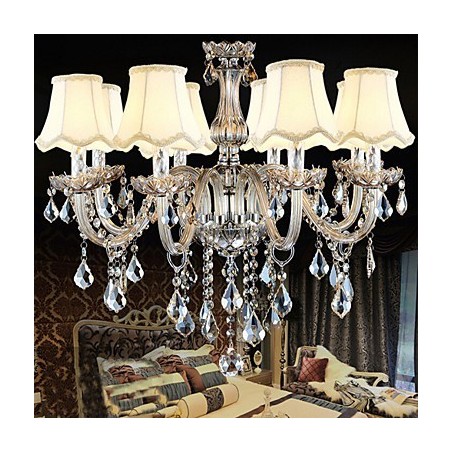 Candelabro de cristal navideño transparente K9 con 8 luces Candelabro de cristal navideño transparente K9 con 8 luces