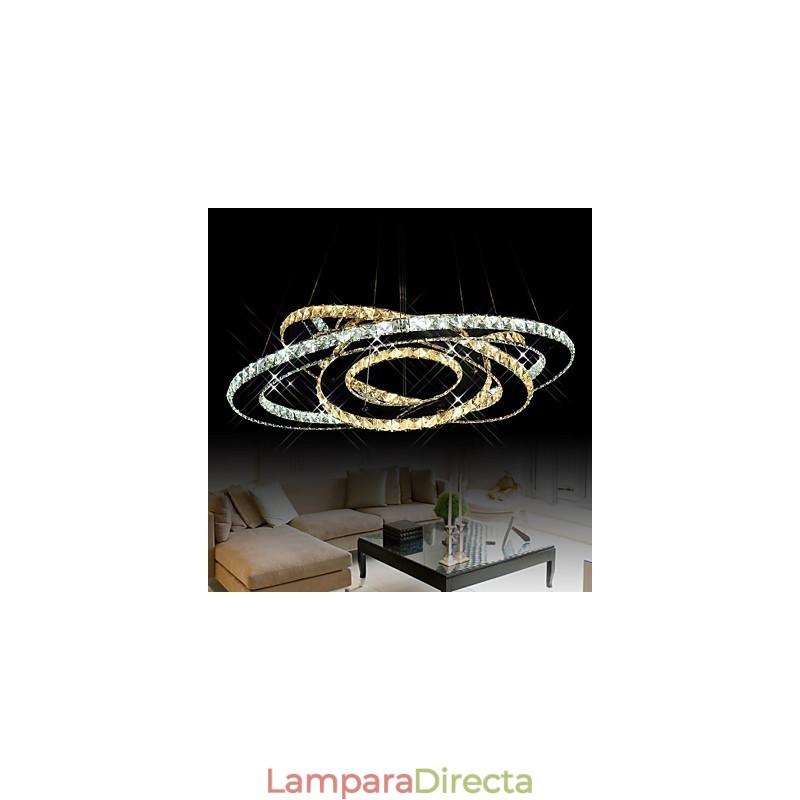 Lámparas de techo colgantes de cristal con 3 anillos en blanco cálido y frío