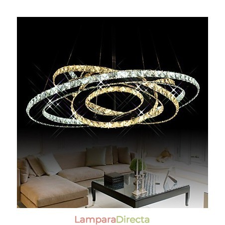 Lámparas de techo colgantes de cristal con 3 anillos en blanco cálido y frío Lámparas de techo colgantes de cristal con 3 anillos en blanco cálido y frío