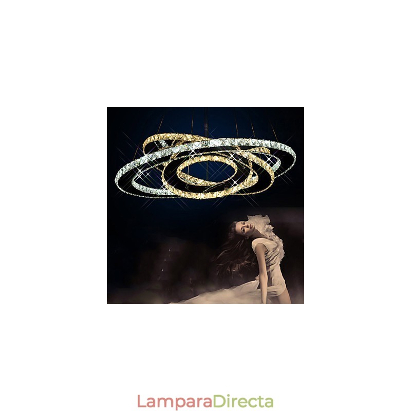 Lámparas de techo colgantes de cristal con 3 anillos en blanco cálido y frío