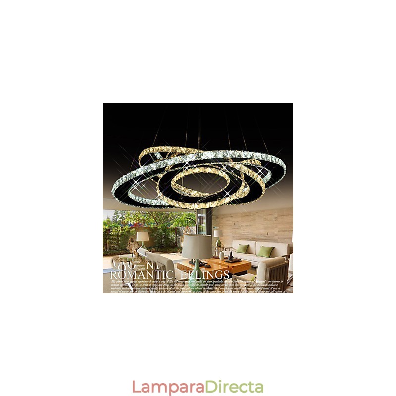 Lámparas de techo colgantes de cristal con 3 anillos en blanco cálido y frío
