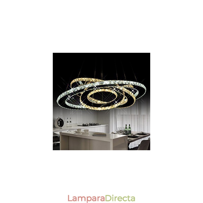 Lámparas de techo colgantes de cristal con 3 anillos en blanco cálido y frío