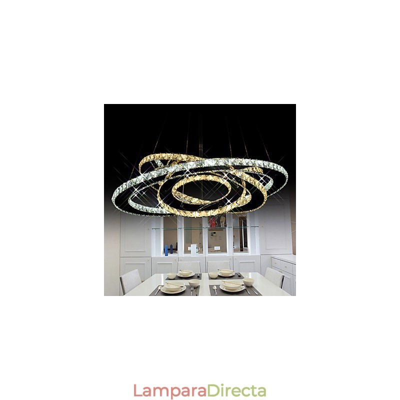 Lámparas de techo colgantes de cristal con 3 anillos en blanco cálido y frío
