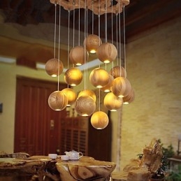 Lámparas colgantes estilo mini linterna madera bambú
