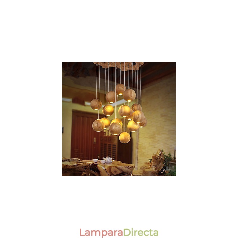 Lámparas colgantes estilo mini linterna madera bambú
