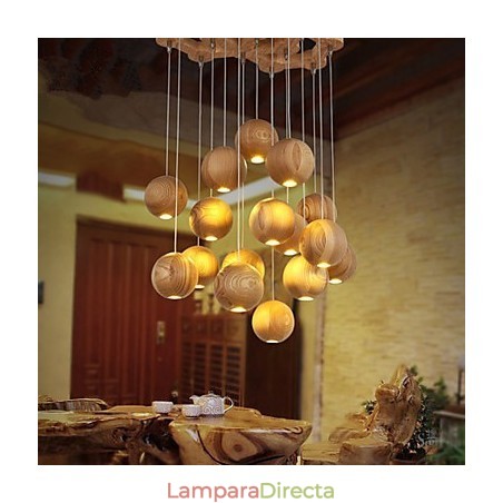 Lámparas colgantes estilo mini linterna madera bambú Lámparas colgantes estilo mini linterna madera bambú