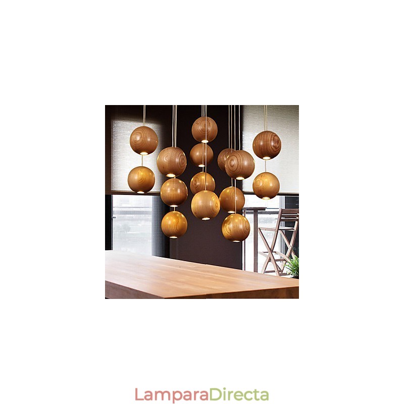 Lámparas colgantes estilo mini linterna madera bambú