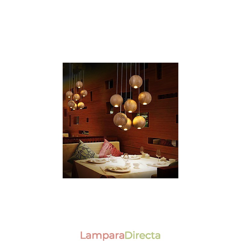 Lámparas colgantes estilo mini linterna madera bambú