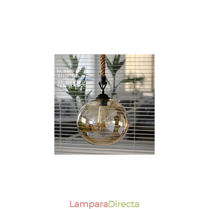 Lámpara colgante de cristal con iluminación retro de cuerda americana para loft