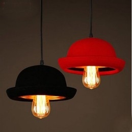 Lámpara colgante de sombrero con diseño de cafetería, color negro