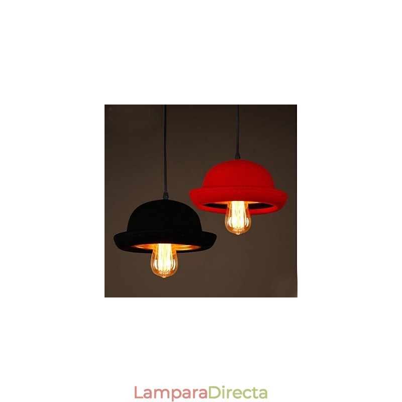 Lámpara colgante de sombrero con diseño de cafetería, color negro
