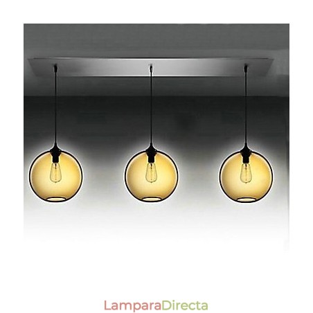 Lámpara colgante moderna de cristal de 3 luces con diseño de burbujas marrones transparentes Lámpara colgante moderna de cristal de 3 luces con diseño de burbujas marrones transparentes