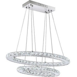 Lámpara colgante de cristal moderna con anillo doble ovalado para