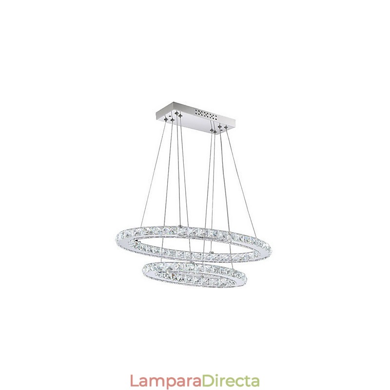 Lámpara colgante de cristal moderna con anillo doble ovalado para