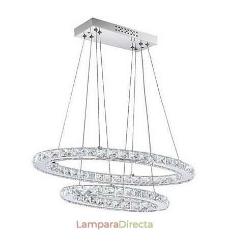 Lámpara colgante de cristal moderna con anillo doble ovalado para Lámpara colgante de cristal moderna con anillo doble ovalado para