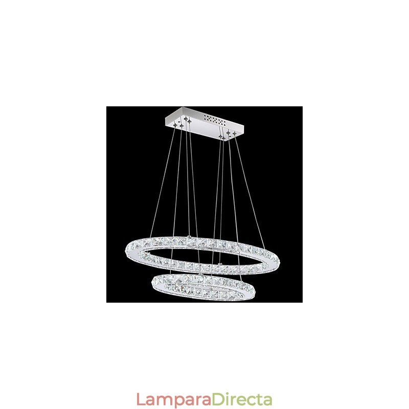 Lámpara colgante de cristal moderna con anillo doble ovalado para