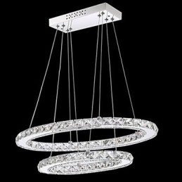 Lámpara colgante de cristal moderna con anillo doble ovalado para