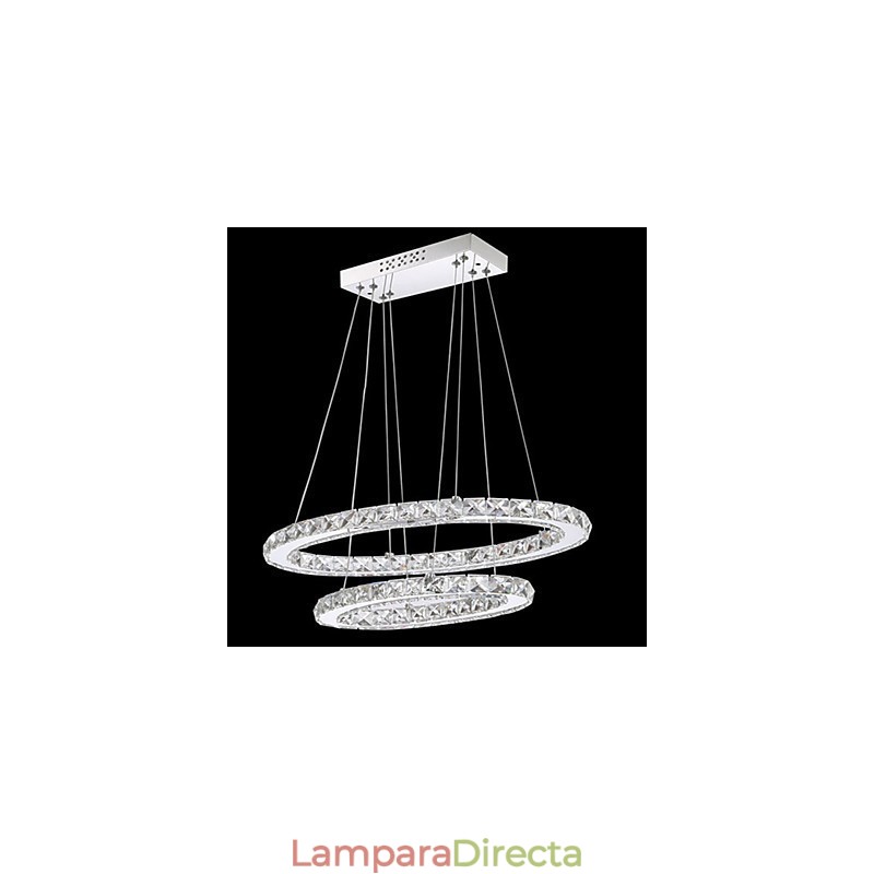 Lámpara colgante de cristal moderna con anillo doble ovalado para