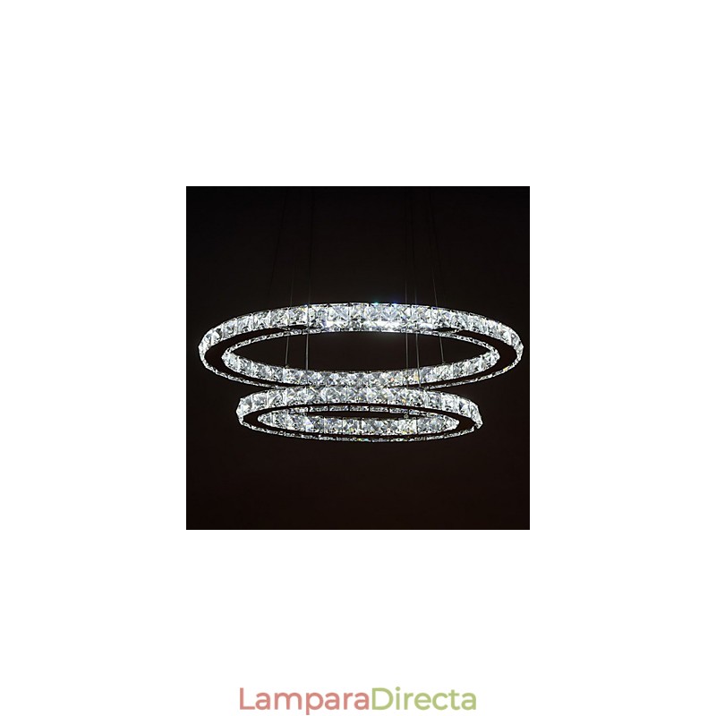 Lámpara colgante de cristal moderna con anillo doble ovalado para