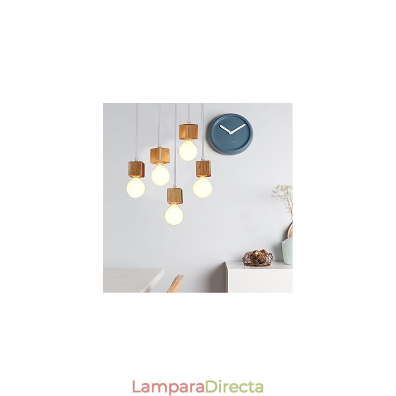 Lámpara colgante nórdica de madera maciza cuadrada con soporte para lámpara colgante