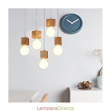 Lámpara colgante nórdica de madera maciza cuadrada con soporte para lámpara colgante Lámpara colgante nórdica de madera maciza cuadrada con soporte para lámpara colgante