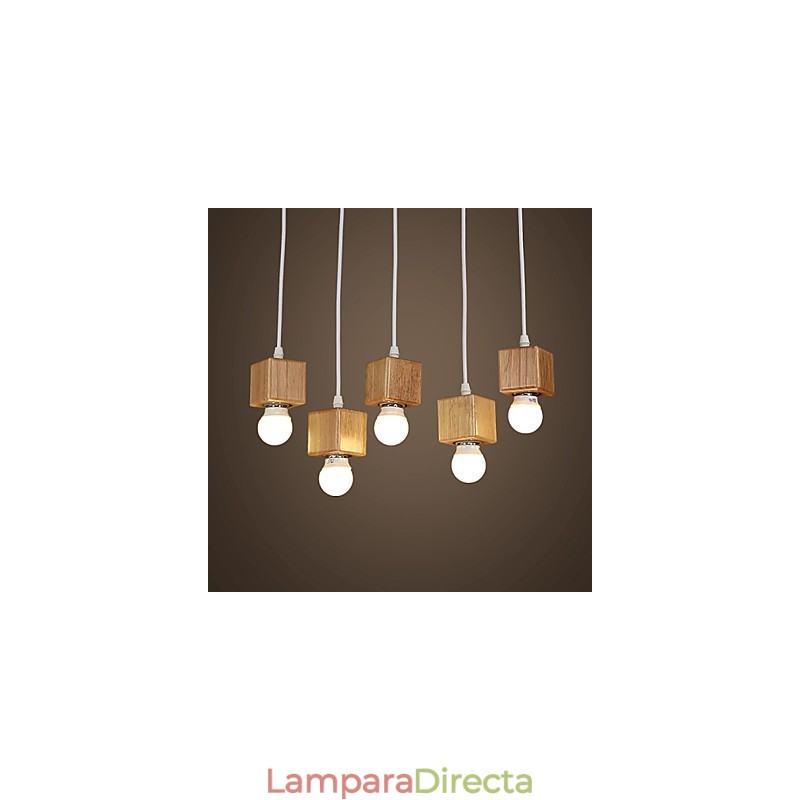 Lámpara colgante nórdica de madera maciza cuadrada con soporte para lámpara colgante
