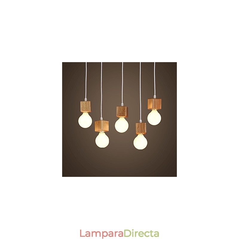 Lámpara colgante nórdica de madera maciza cuadrada con soporte para lámpara colgante