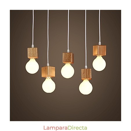 Lámpara Colgante Nórdica De Madera Y Vidrio – Moderna, Para Cocina, Salón O Dormitorio
