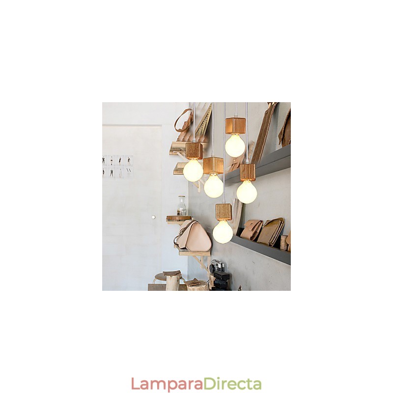 Lámpara colgante nórdica de madera maciza cuadrada con soporte para lámpara colgante