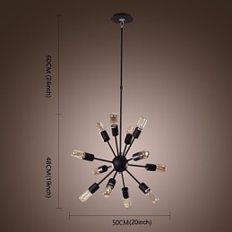 Lámpara de araña de hierro de vanguardia con 12 luces