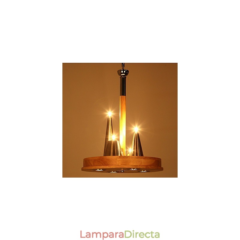 Lámpara colgante de madera maciza estilo americano, cálida y elegante.