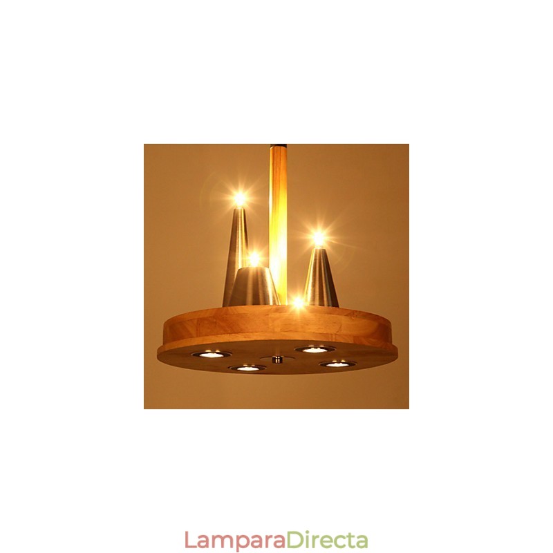 Lámpara colgante de madera maciza estilo americano, cálida y elegante.
