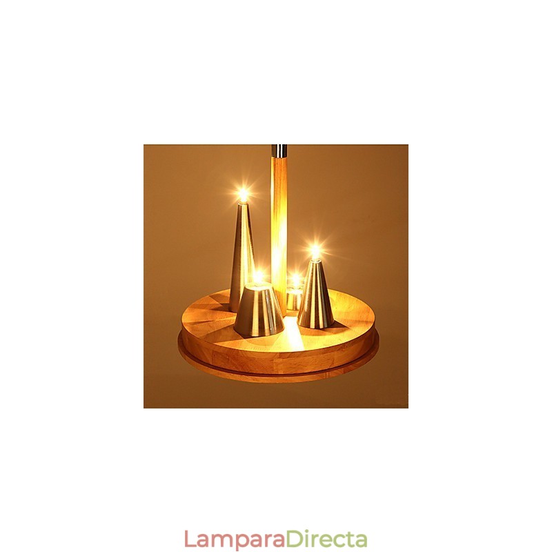 Lámpara colgante de madera maciza estilo americano, cálida y elegante.