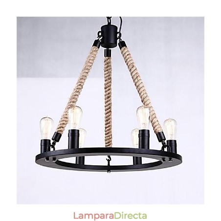 Lámpara colgante de 6 luces estilo rústico de hierro forjado Lámpara colgante de 6 luces estilo rústico de hierro forjado
