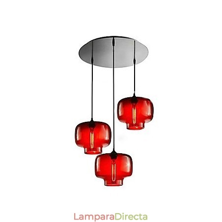 Lámpara colgante moderna de cristal con 3 luces y diseño de botella transparente Lámpara colgante moderna de cristal con 3 luces y diseño de botella transparente