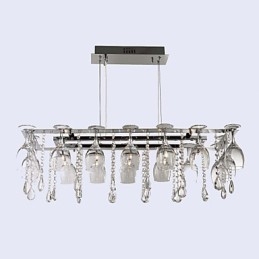 Lámpara colgante de metal cromado de cristal, clásica, tradicional y contemporánea, moderna