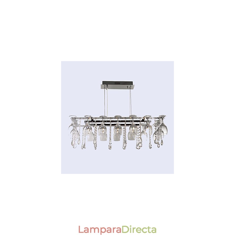Lámpara colgante de metal cromado de cristal, clásica, tradicional y contemporánea, moderna