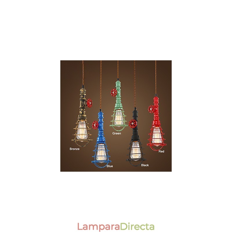 Lámpara colgante vintage E26 con diseño de pipa de agua