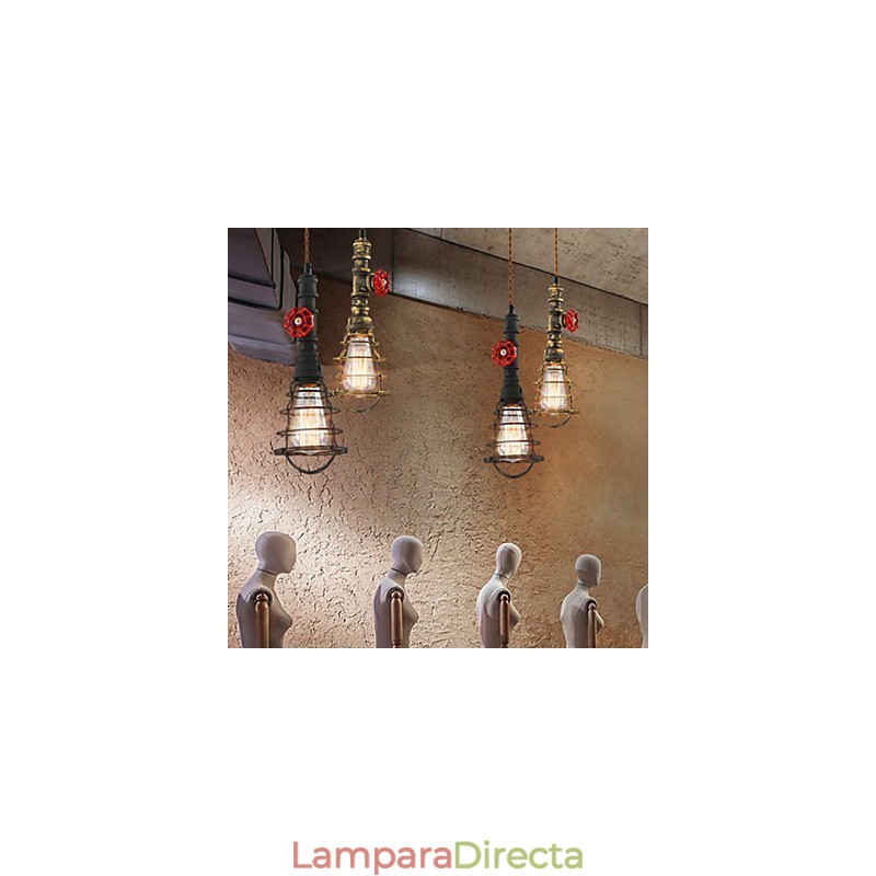 Lámpara colgante vintage E26 con diseño de pipa de agua