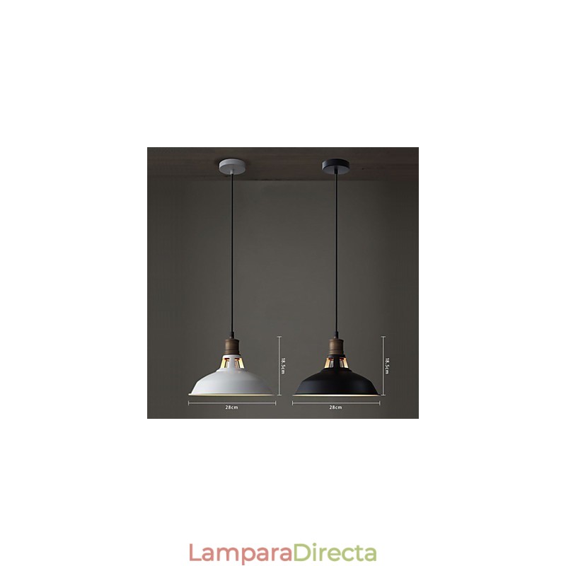 Lámpara colgante industrial vintage de metal mini, 1 luz, multicolor opcional