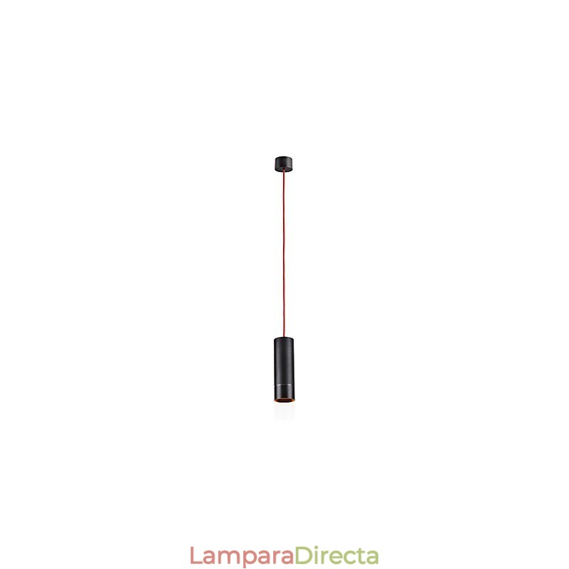 Lámpara colgante mini de 1 luz anodizada negra con aluminio