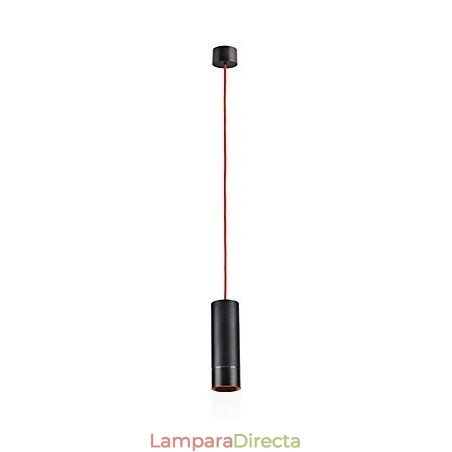 Lámpara colgante mini de 1 luz anodizada negra con aluminio Lámpara colgante mini de 1 luz anodizada negra con aluminio