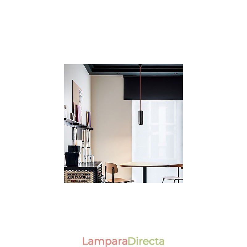 Lámpara colgante mini de 1 luz anodizada negra con aluminio