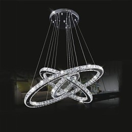 Lámparas de araña circulares regulables con cristal K9, blanco cálido y frío, con control remoto.